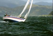 Yacht and crew in racing trim