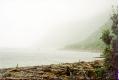 Kapiti Island coastline shrouded in mist and rain. (30 Kb jpeg)