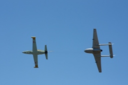 Albatross L39 and de Havilland Vampire flying together. (159Kb jpeg)