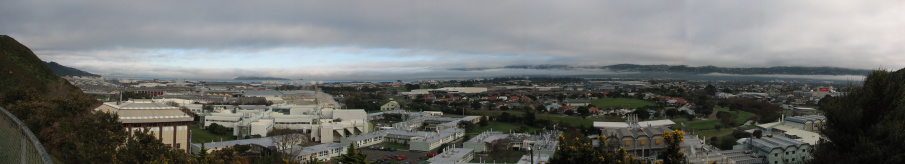 Morning panoramic view of fog instead of Wellington City.