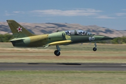 An Albatross L39 jet taking off. (250Kb jpeg)